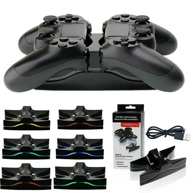 

Для контроллера PS4 PlayStation4, зарядное устройство с двумя USB-портами, светодиодная док-станция, зарядная подставка