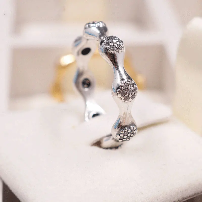 

925 Sterling Silver Love Pods with Clear CZ Ring Fits Fashion Pandora Style Jewelry Wedding Rings For Women