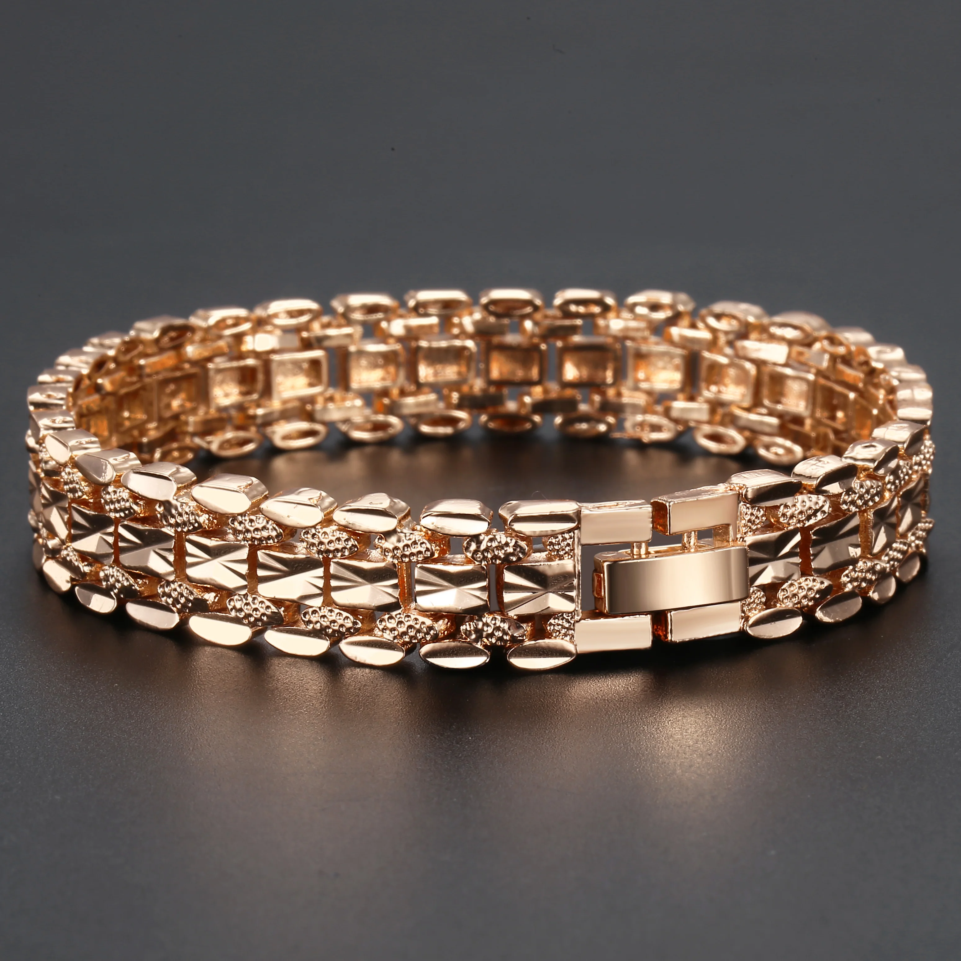 Женский и мужской браслет из розового золота 585 пробы, модный браслет с вырезами в форме сердца, овальный браслет из цепочек, браслеты CBM04