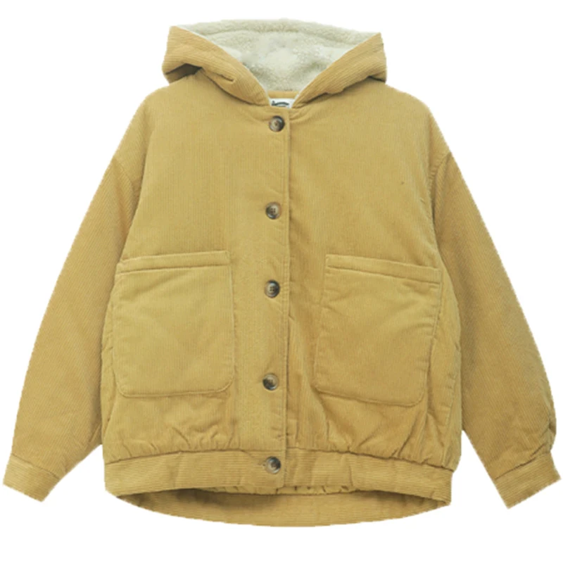 

New Arts Style Autumn Winter Women Long Sleeve Loose Cotton Corduroy Coats Vintage Hooded Casual Jackets Top quality FC479