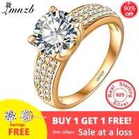 lmnzb with 18krgp stamp pure solid yellow gold ring solitaire 2ct lab diamond wedding rings for women silver 925 jewelry ring