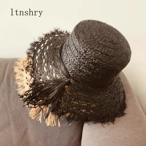 Шляпка от солнца Женская ручной работы, модная Соломенная Панама от солнца, с лентой и мягкими цветами, в винтажном стиле, лето 2020