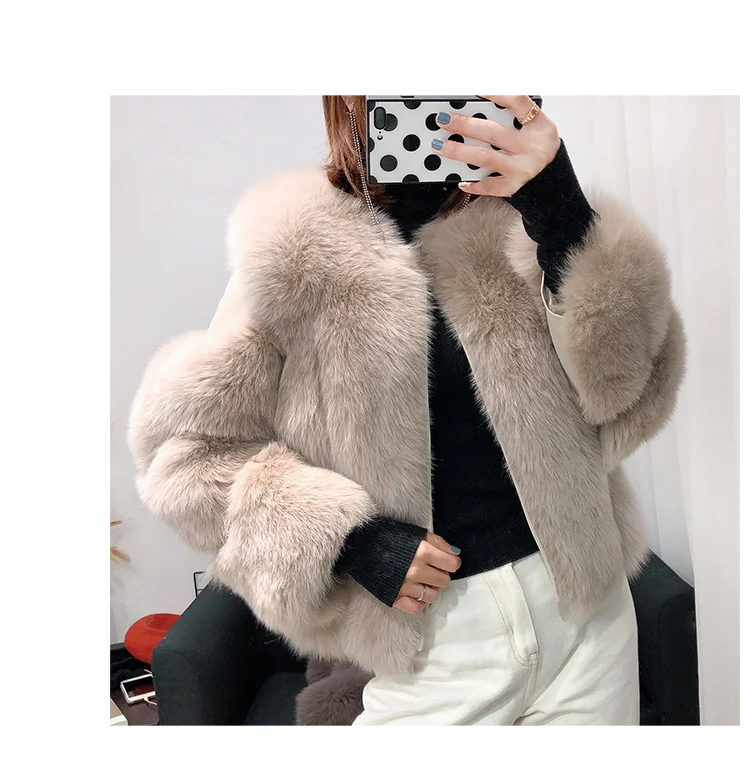 Rf1929 зимнее короткое пальто из натурального Лисьего меха Stlye FluffyReal, натуральная кожа, натуральный мех, куртка с длинным рукавом, женские пальто из натурального меха