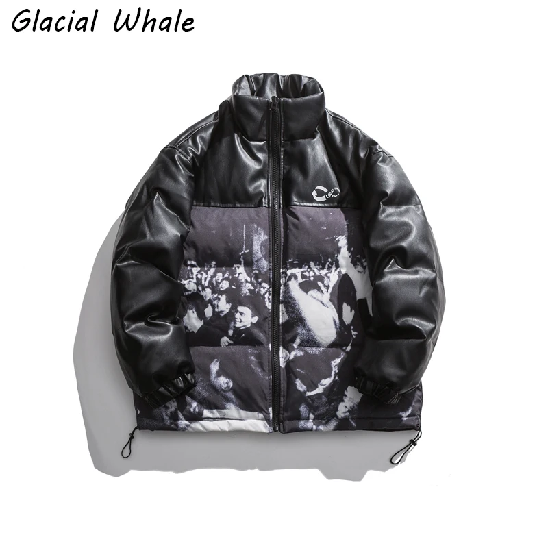 

Пуховик GlacialWhale, мужская зимняя куртка, пальто, ветрозащитная негабаритная уличная одежда в стиле хип-хоп, водонепроницаемые мужские куртки ...