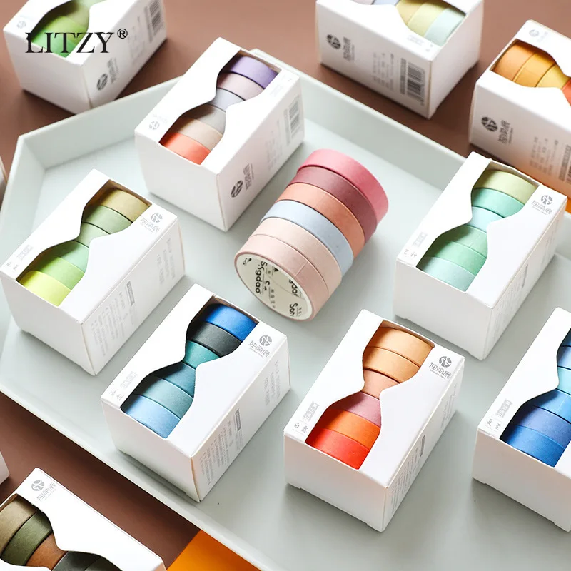 6 шт./лот на солнечных батареях чистый цвет журнал васи лента Набор сделай сам