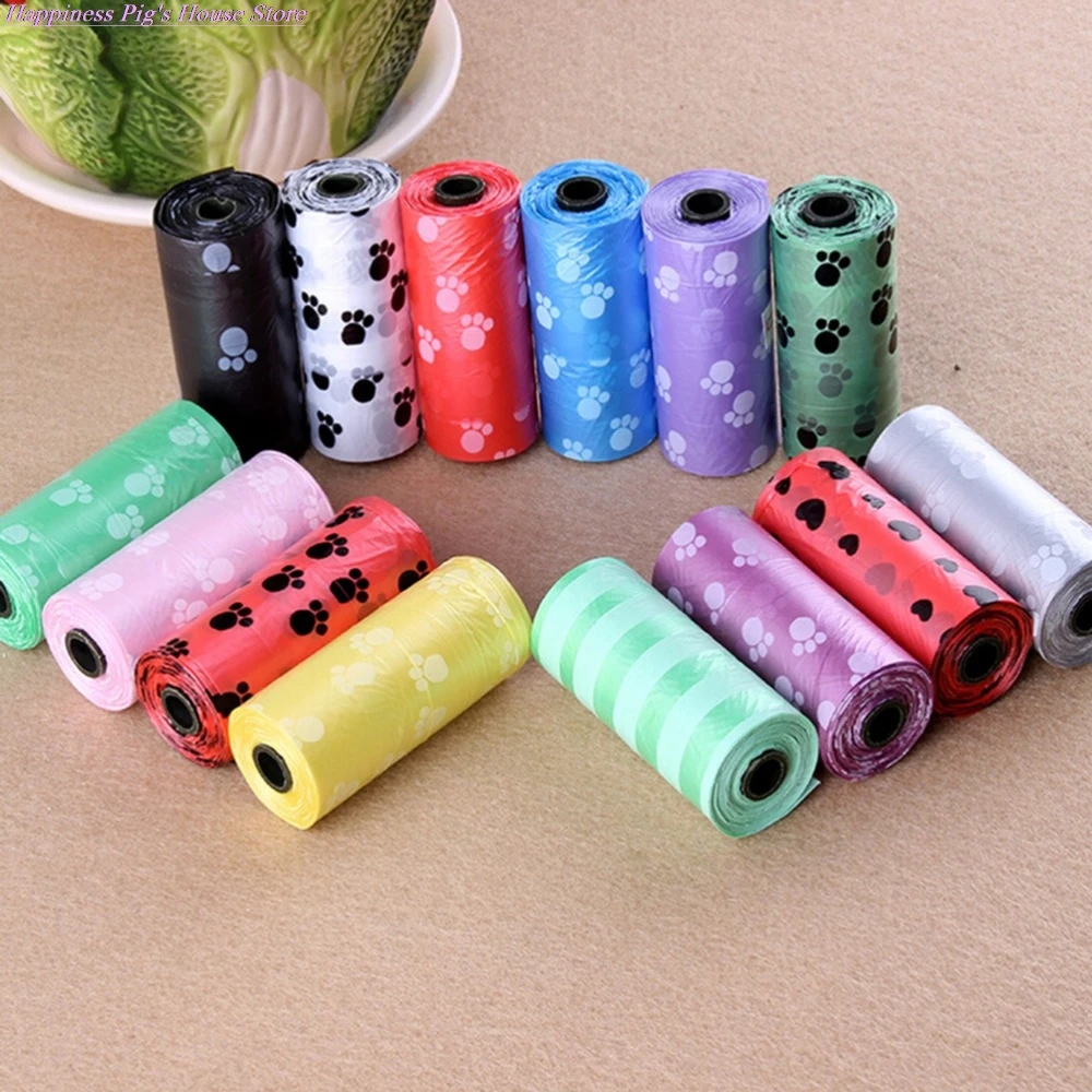 

15 Pcs/1Rolls Hot Sale Pet Dog Degradable Clean Poop Waste Bag Cute Printing Carrier Bags