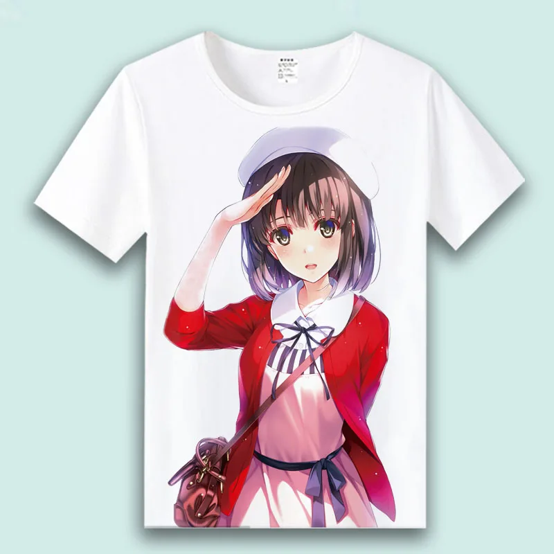 Футболка для косплея Saenai Heroine no Sodatekata летняя графическая футболка с круглым
