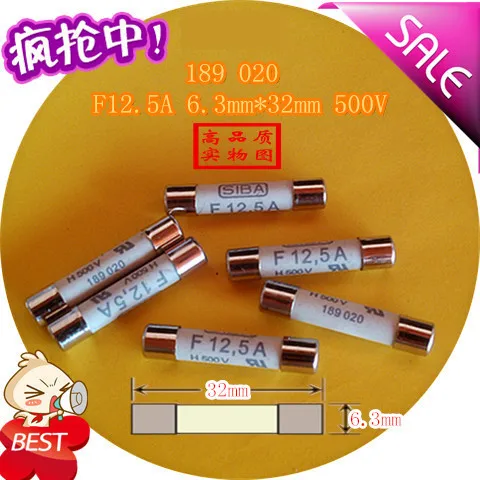 

12.5 A fuse F H 500 v 189020 6.3 x32mm fuse tube molten core
