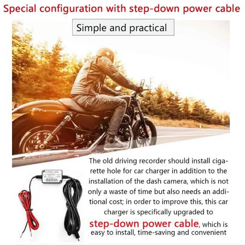 Видеорегистраторы для мотоциклов DC 12V 24V Двойной объектив автомобиля Камера