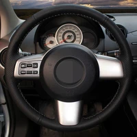car products diy black genuine leather%c2%a0car accessories steering wheel cover for mazda 2 2008 2009 2010 2011 2012 2013 2014