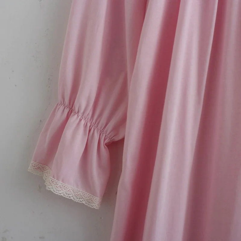 Осенняя Корейская ночная рубашка из чесаного хлопка милая свободная большого