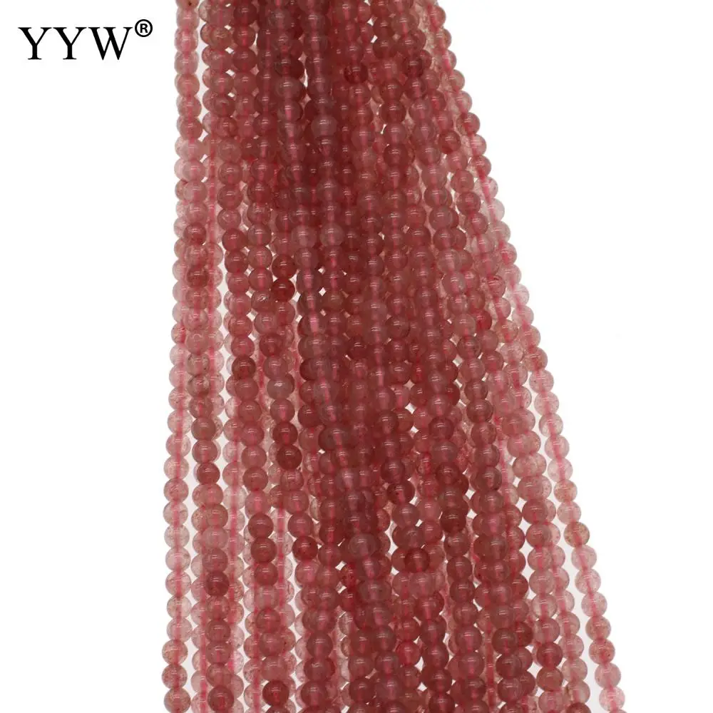 

Strawberry quartz natural crystal Beads Gift Round DIY & different size for choice pink Length:38 cm Sold By PC
