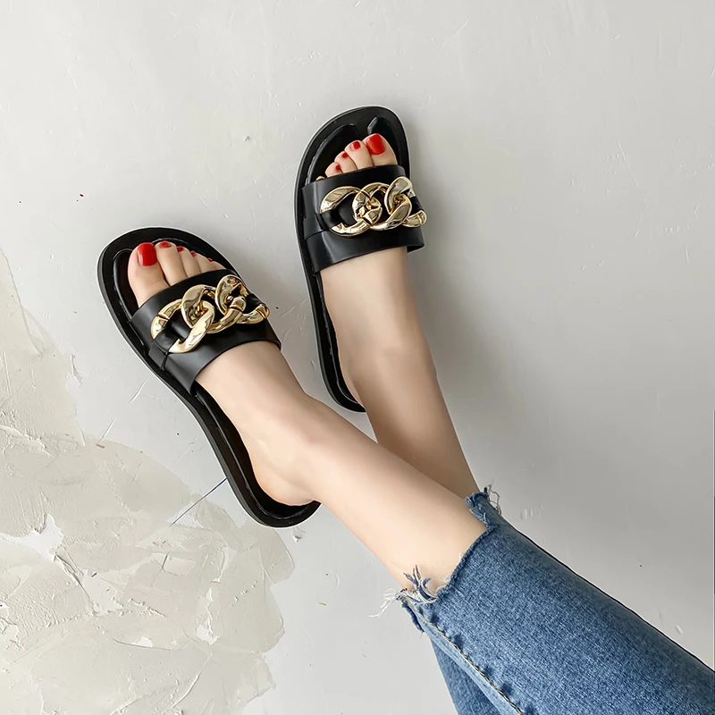 

Low Slippers Women Summer Shoes Shale Female Beach Slides Fashion Pantofle Sabot Luxury 2021 Flat Rubber Basic PU