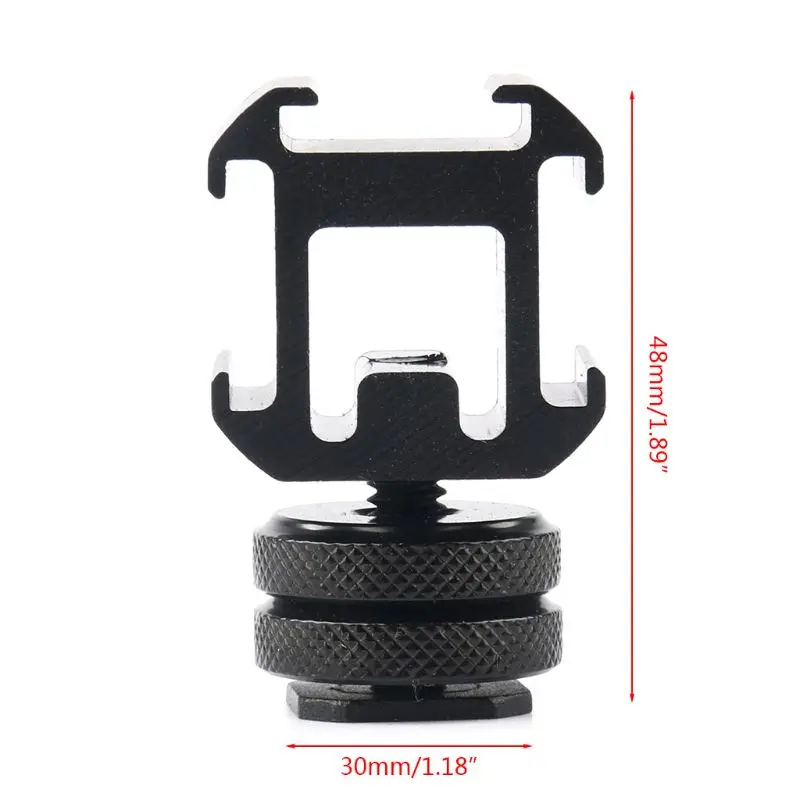 

3 Hot Shoe Mount Adapter Dual Screws Bracket Stand Holder for DSLR Camera for LED Video Microphone Monitor Flash Light HX6A