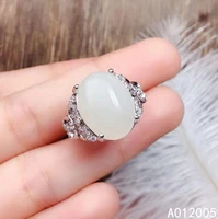 kjjeaxcmy fine jewelry 925 sterling silver inlaid natural white gem jade new woman female ring trendy support detection
