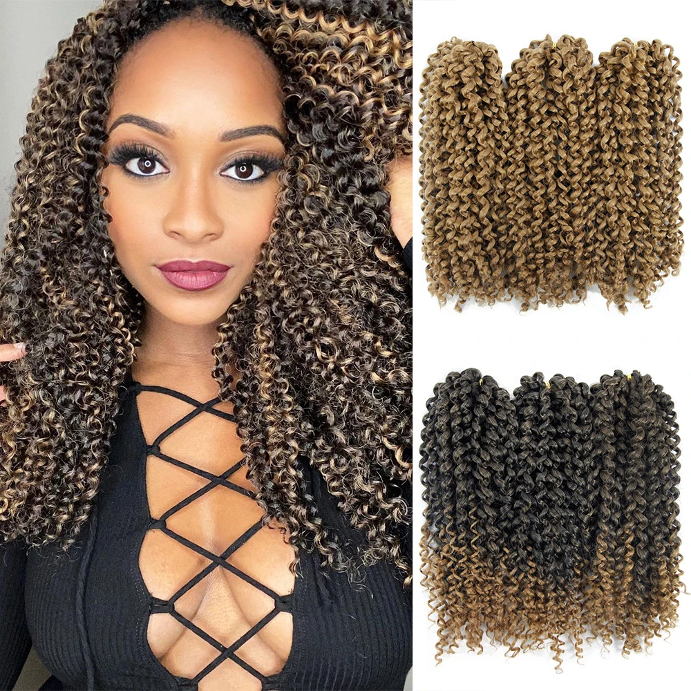 Вязанные волосы кудрявые низкотемпературные волокна 10 дюймов 3 пряди/упаковка