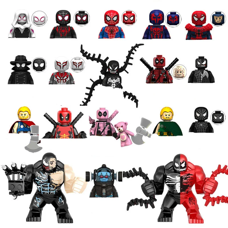 

Kids Toys Marvel Spider Man Figures Building Blocks Iron Man Mecha Deedpool Bricks Mini Dolls Toys For Children Birthday Gifts