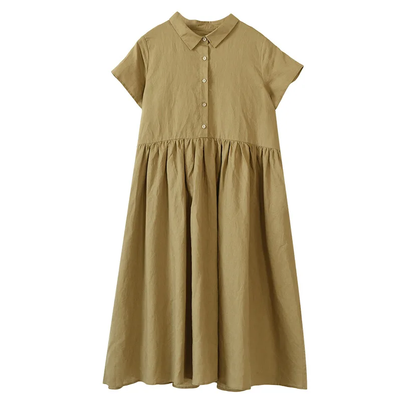 

2021 new summer dress comfortable and fashionable stitching cotton linen women's dress retro Chinese style robe