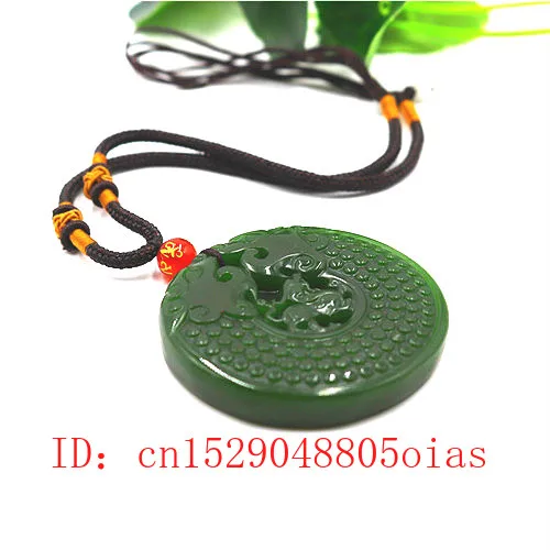 Ожерелье из натурального китайского зеленого нефрита и дракона ожерелье с