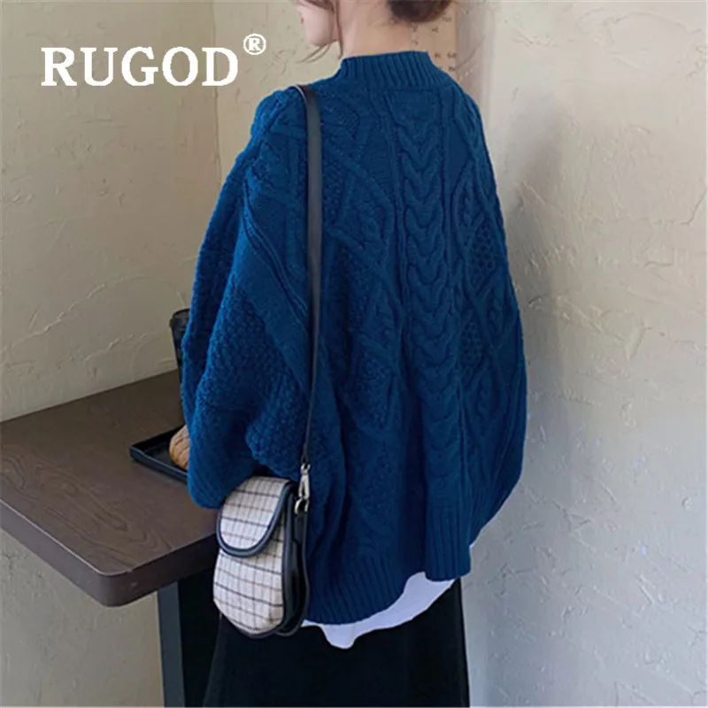 RUGOD однотонный вязаный кардиган свитер большого размера женские свитера 2019