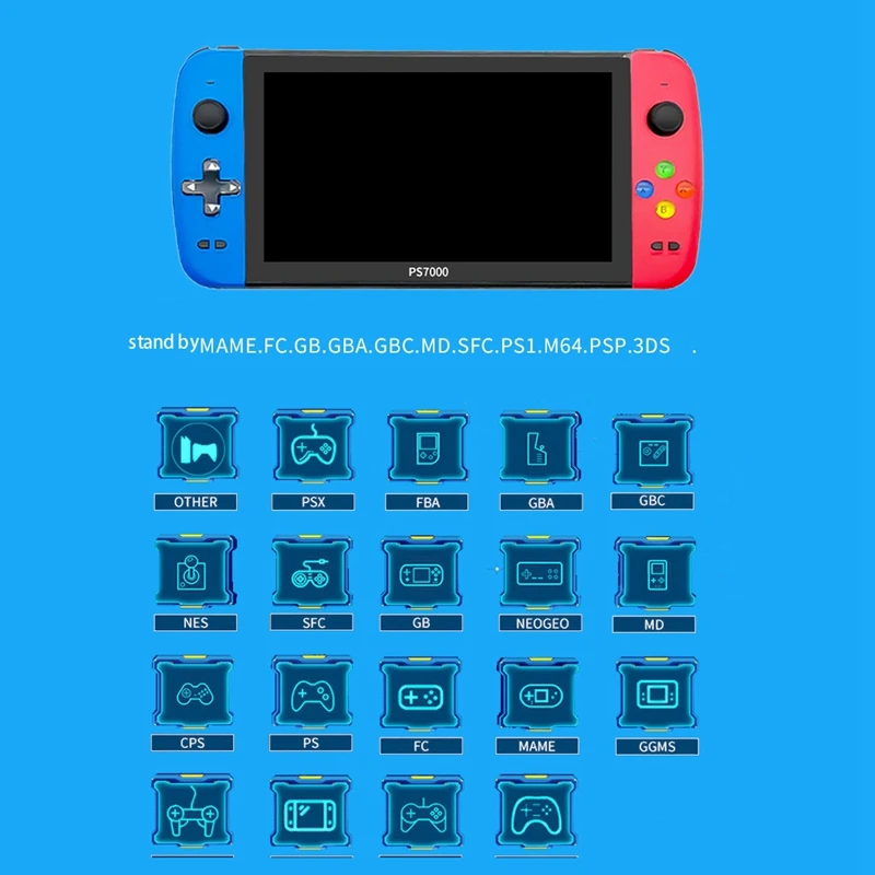 Новая видеоигровая консоль PS7000 7 дюймов четырехъядерный HD ЖК-экран 4000 + игры ретро