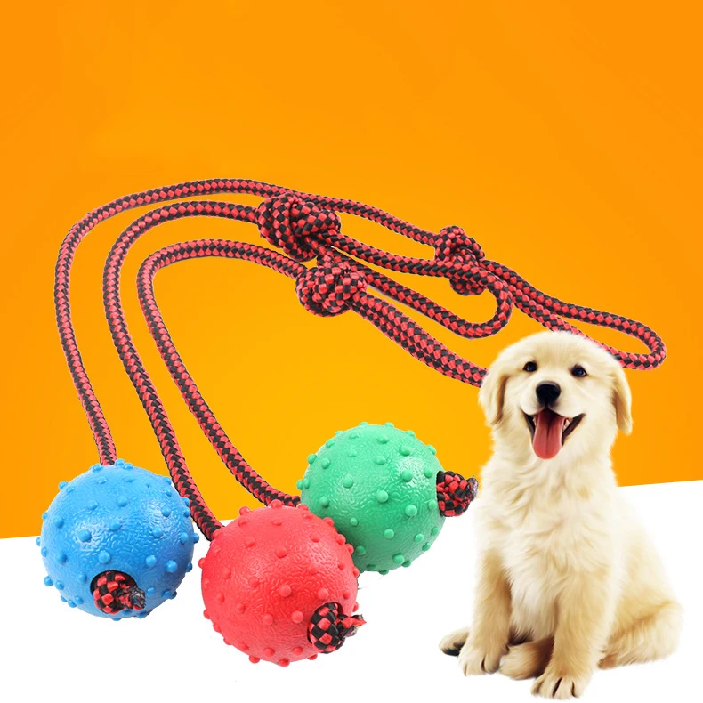 

Pet rubber toy ball dog bite resistant, piercing cord, molar teeth puzzle interactive toy