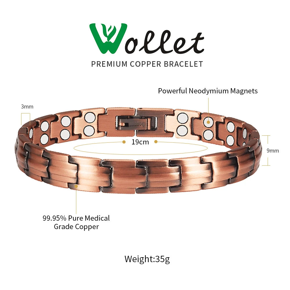 Медные магнитные браслеты для мужчин и женщин 2 ряда магнитов здоровый Био
