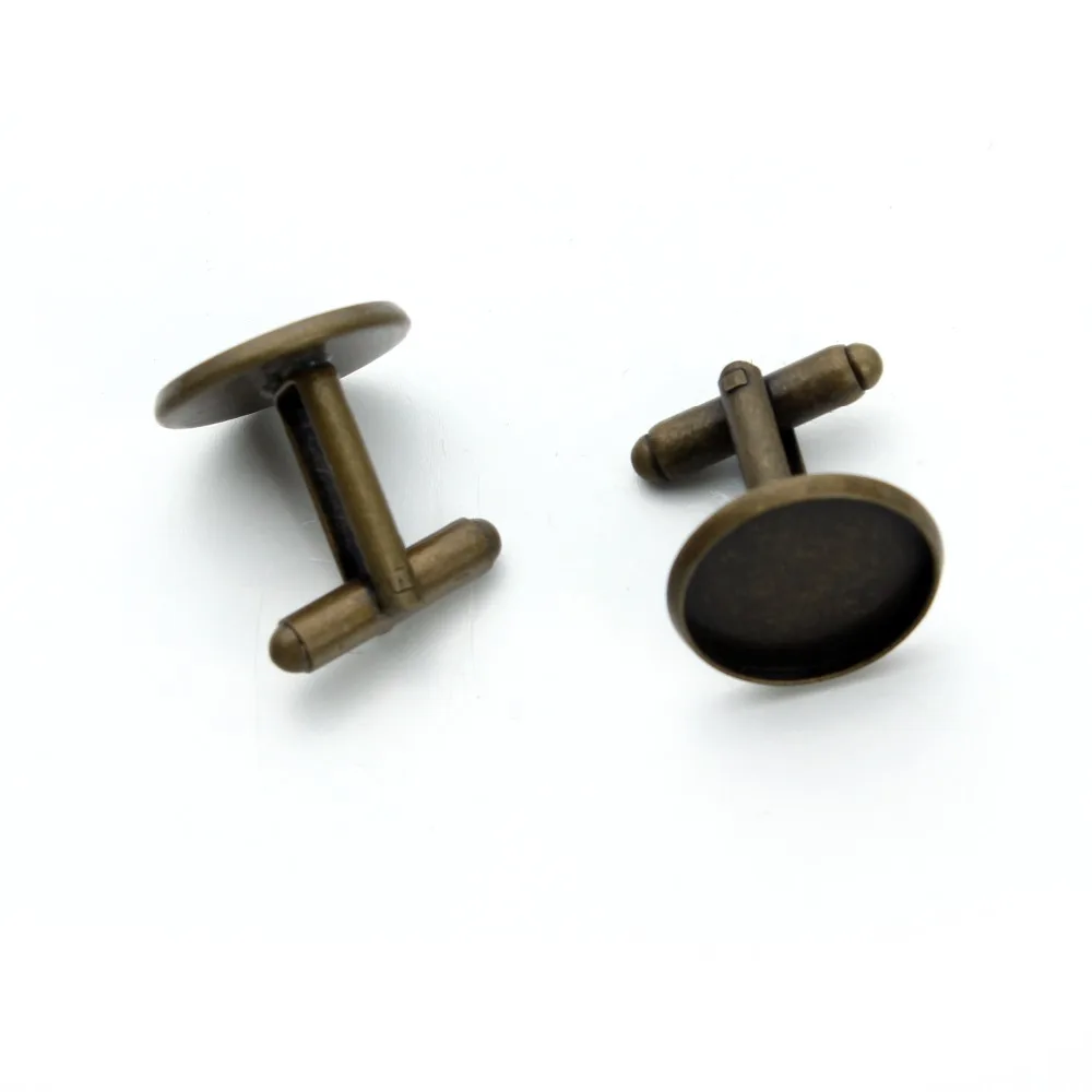 

10pcs/lot Antique Bronze Color 12/14/16/18/20mm Round Brass Cufflink Blanks Tray Settings for Men Personalized Jewelry Findings