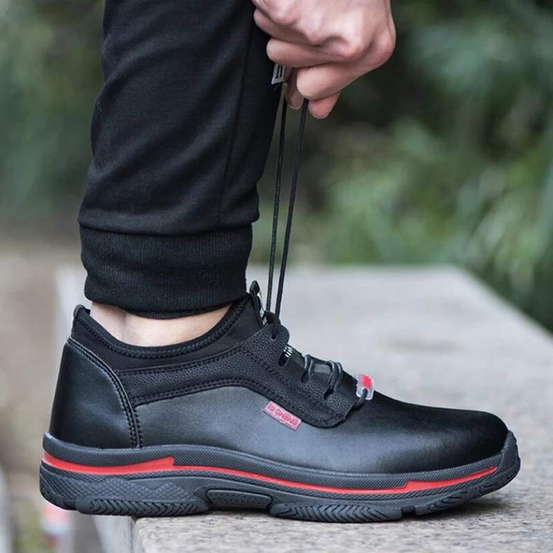 

Security Steel Toe Men Leather Work Shoes Anti-smashing Anti-slip Steel Puncture Proof Construction Classical Man Safety Boots