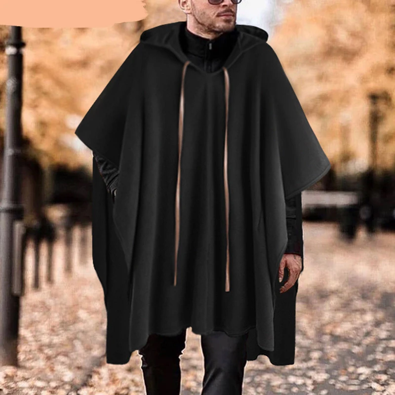 

Loose V Long Poncho Cape Solid Irregular INCERUN Fashion Cloak Color Coats Neck Coat Trench Hooded Men Men S-5XL Streetwear Clo