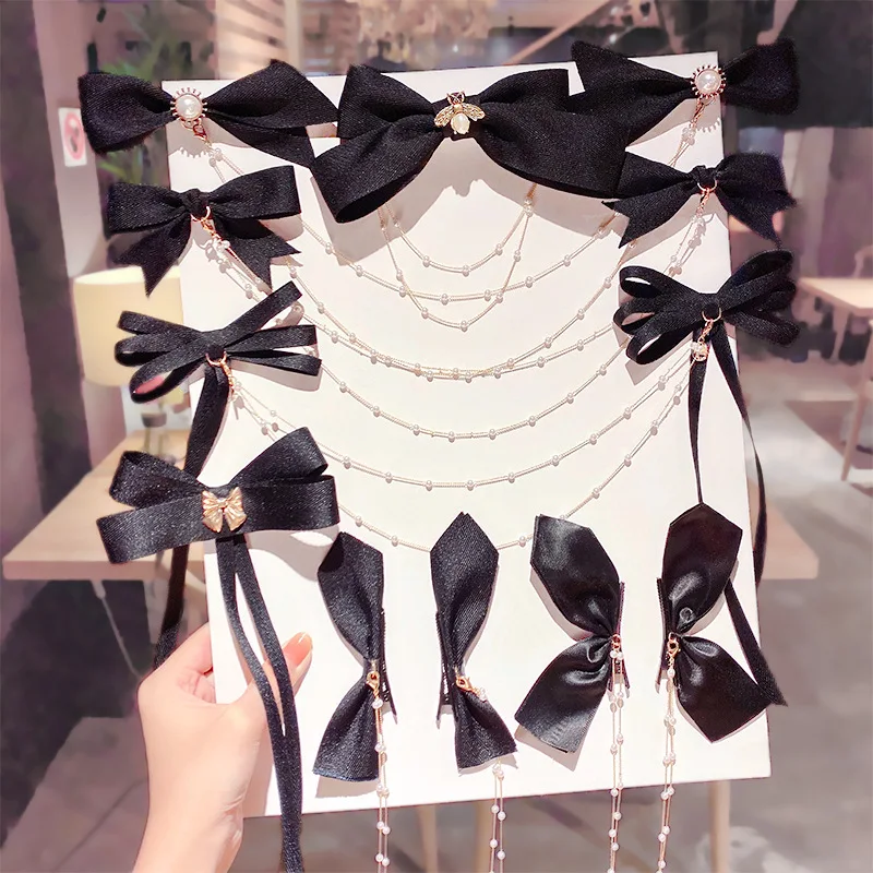 

New Women Girls Elegant Pearls Chain Bow Hairpins Sweet Hair Ornament Headband Hair Clips Barrettes Fashion Hair Accessories