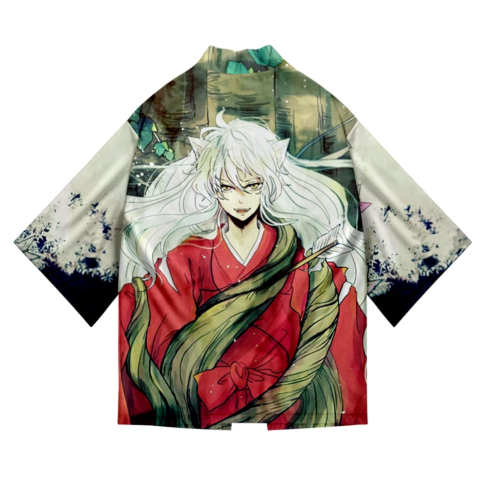 

Inuyasha Figure Cosplay Costume Anime Kimono Men/Women Harajuku Style yukata 3D Print Inuyasha Kikyo sango Kirara kimono T shirt