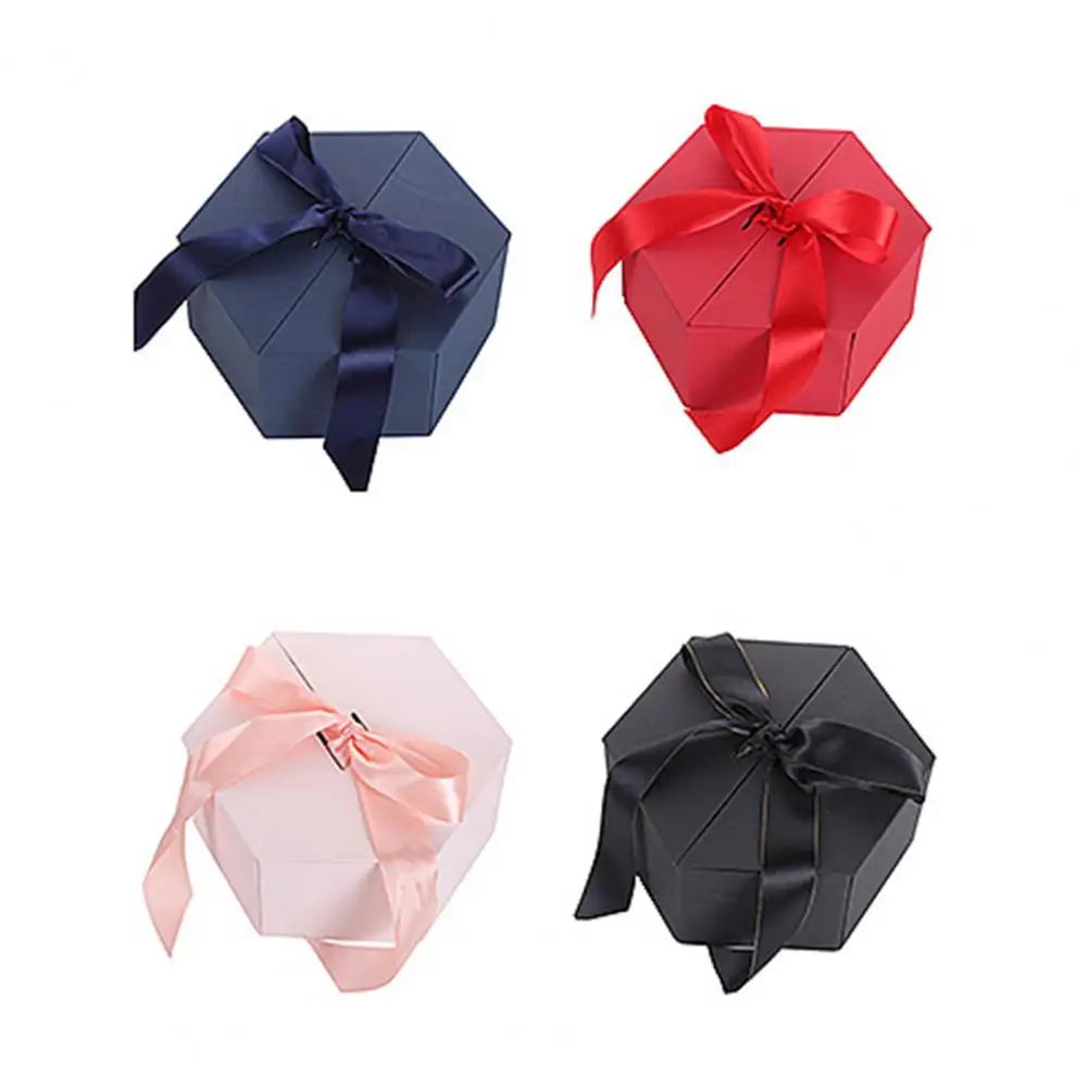 Подарочная коробка с лентой шестигранная бумажная цветами чехол милым кроликом