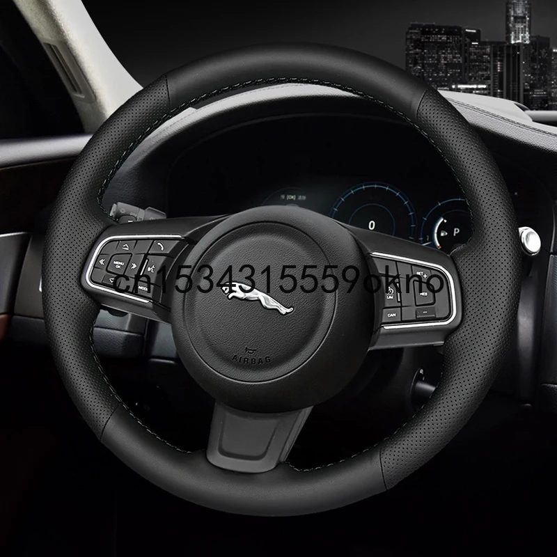 DIY черные кожаные авто чехлы на руль для Jaguar XF XFL XEL F-PACE Assessoires | Автомобили и