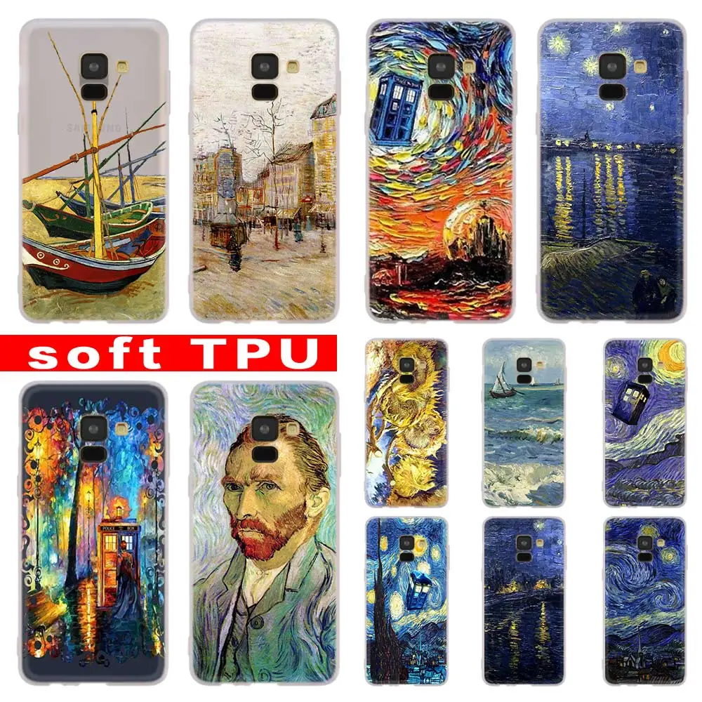 

Soft Silicone Matte Case For Samsung Galaxy A52 A32 A12 A42 A72 A51 A71 A21S A20 S 5G A7 A8 A6 2018 Doctor who van gogh Art