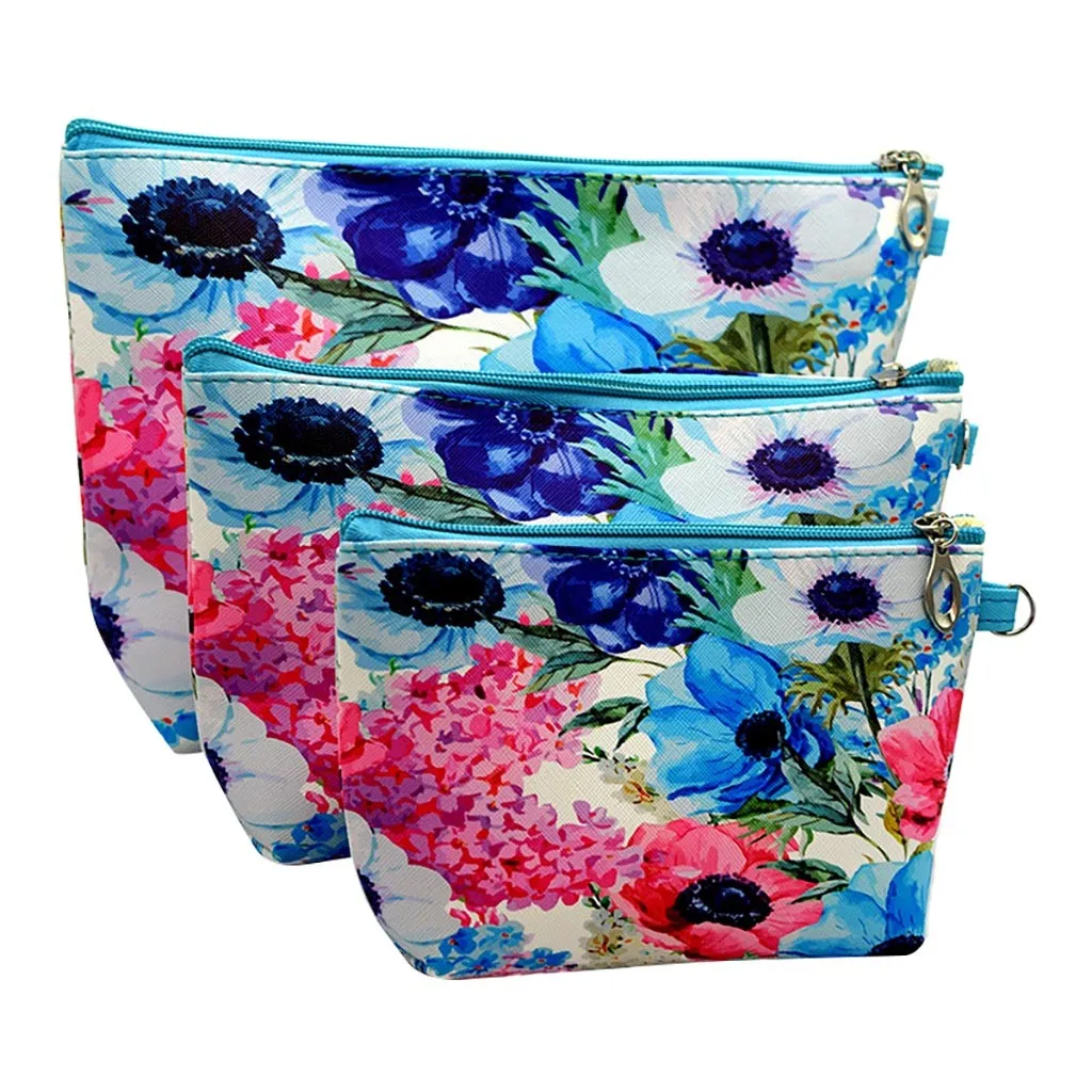 travel cosmetic bag women makeup bags toiletries Women Printing Leather Zipper Handbags Cosmetic Bag Makeup Pouch Purses #G2 | Багаж и