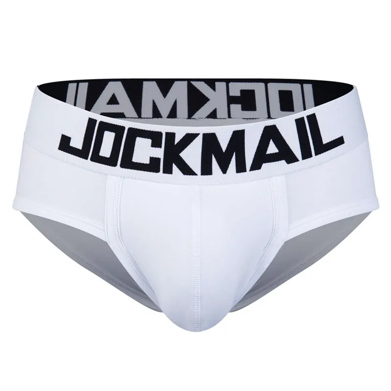 Мужское нижнее белье Jockmail белые хлопковые Трусы-слипы на завязках для геев |