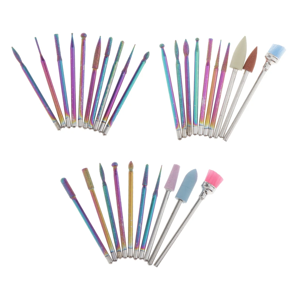 

10 Pieces Of Stainless Steel Nail Drill Bits Milling Off Grinding Head Manicure