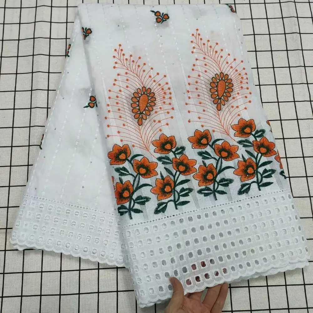 

Nice White With Flower Embroidery African Cotton Lace Swiss Voile Fabric For Party Dress TYC2 (5Yards/Lot) Many Color