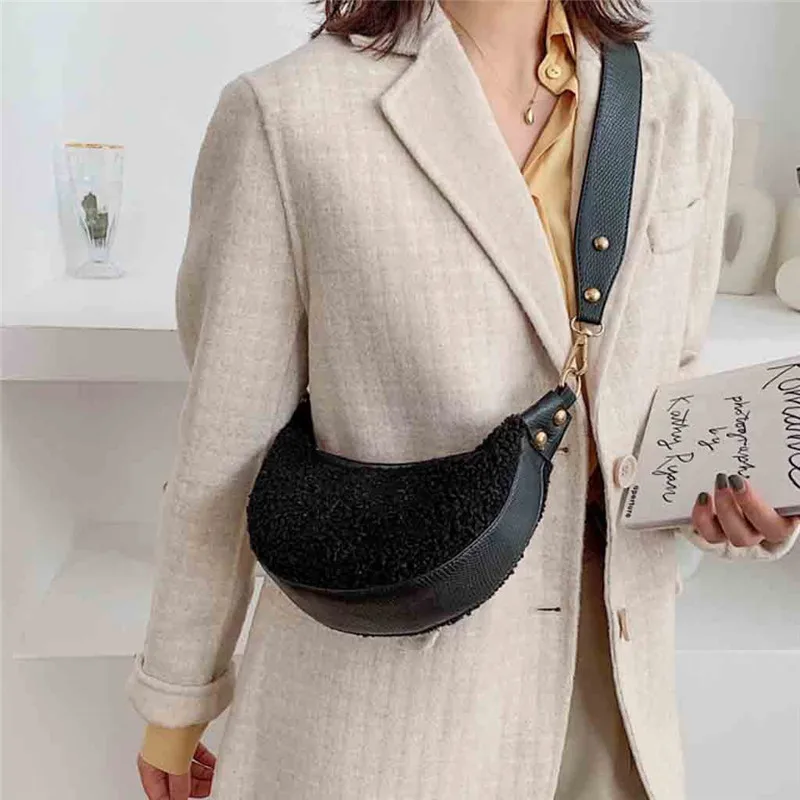 Женская шерстяная сумка-пельмень новая сумка-мессенджер на плечо модная