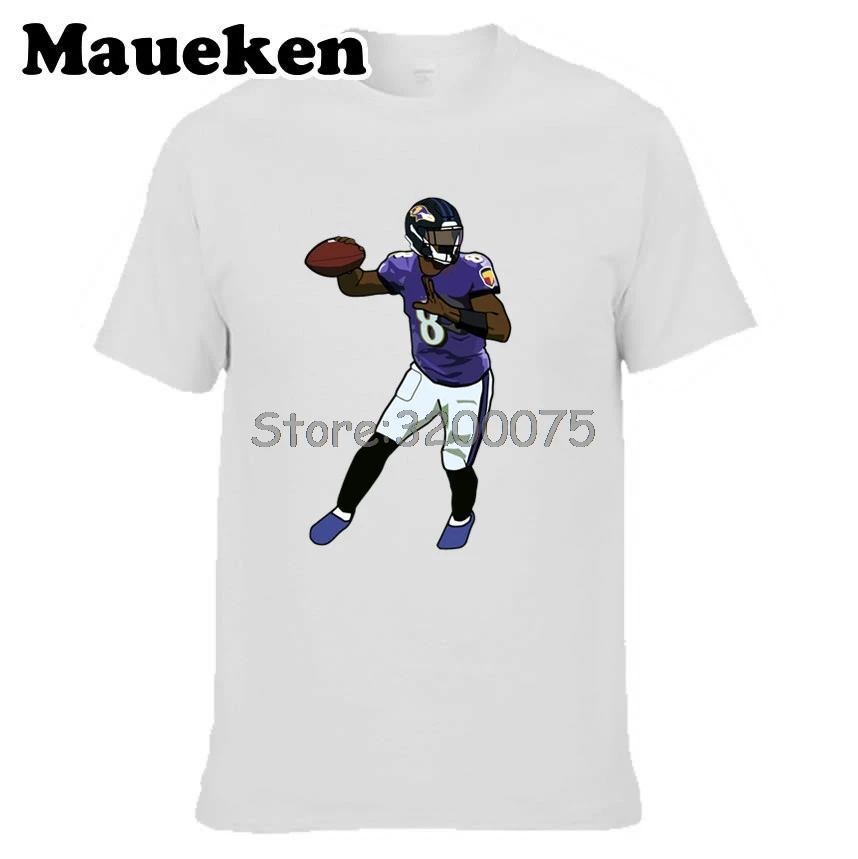 Мужская футболка Lamar Jackson Baltimore 8 Hurdle Clothes Футболка мужская с круглым вырезом W19101806 |