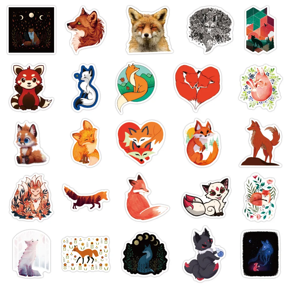 Набор наклеек Kawaii Fox Vulpes 10/30/50 шт. для телефона бутылок мм | Игрушки и хобби
