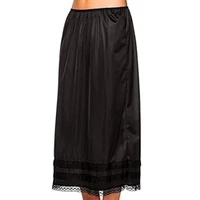 fashion women skirt simple style women solid color elastic waist lace patchwork underskirt petticoat midi skirt