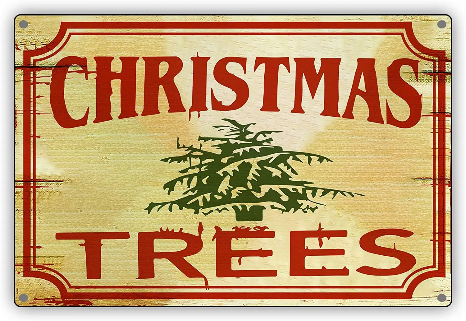

Christmas Trees Decor Art Shop Gift Novelty Indoor Outdoor Notice Vintage Rusty Look Aluminum Metal Sign 8"x12"