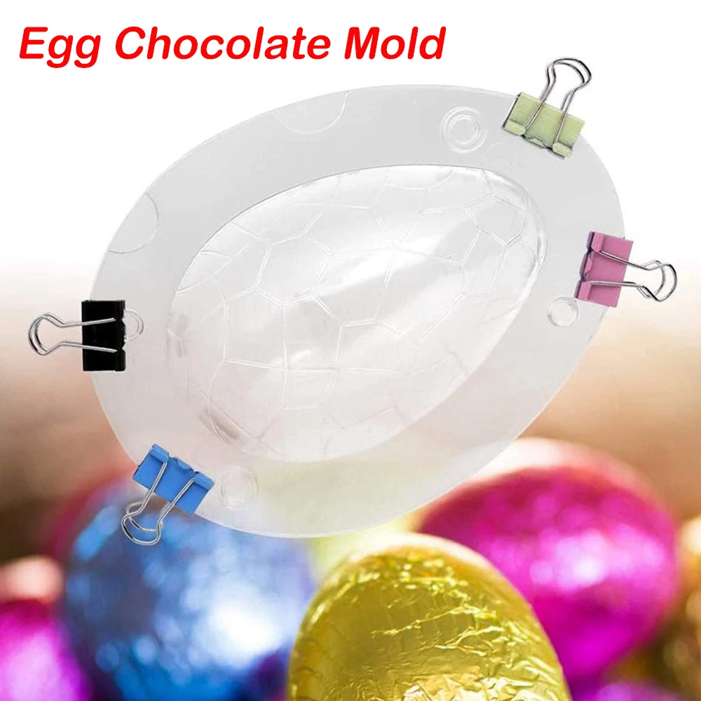 

3D Chocolate Egg Mold Kit Easter Egg Fondant Cake DIY Mold Plastic Mould Baking Decorating Tool F2