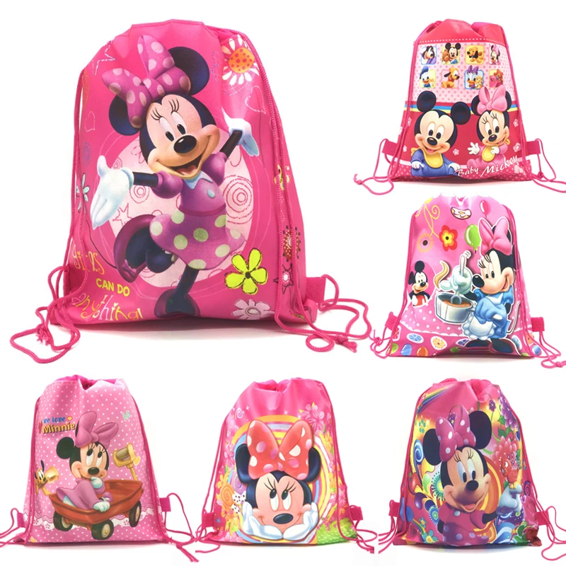 Сумка на шнурке для девочек с Минни Маусом праздвечерние чный дорожный школьный
