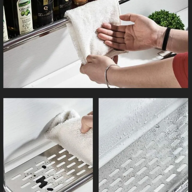 

Punch-free Kitchen Shelf Stainless Steel Wall-mounted Storage Box Kitchen Utensils Knife Seasoning Multifunctional Rack G8235