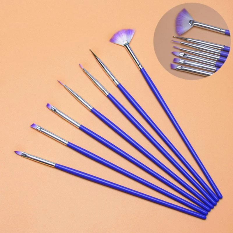 Кисть для дизайна ногтей 7 шт. плоская Веерная угловая кисть нанесения цветочного