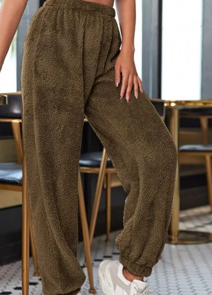 

2020 Europe and the United States foreign trade new autumn and winter solid color versatile Plush casual pants loose comfortable