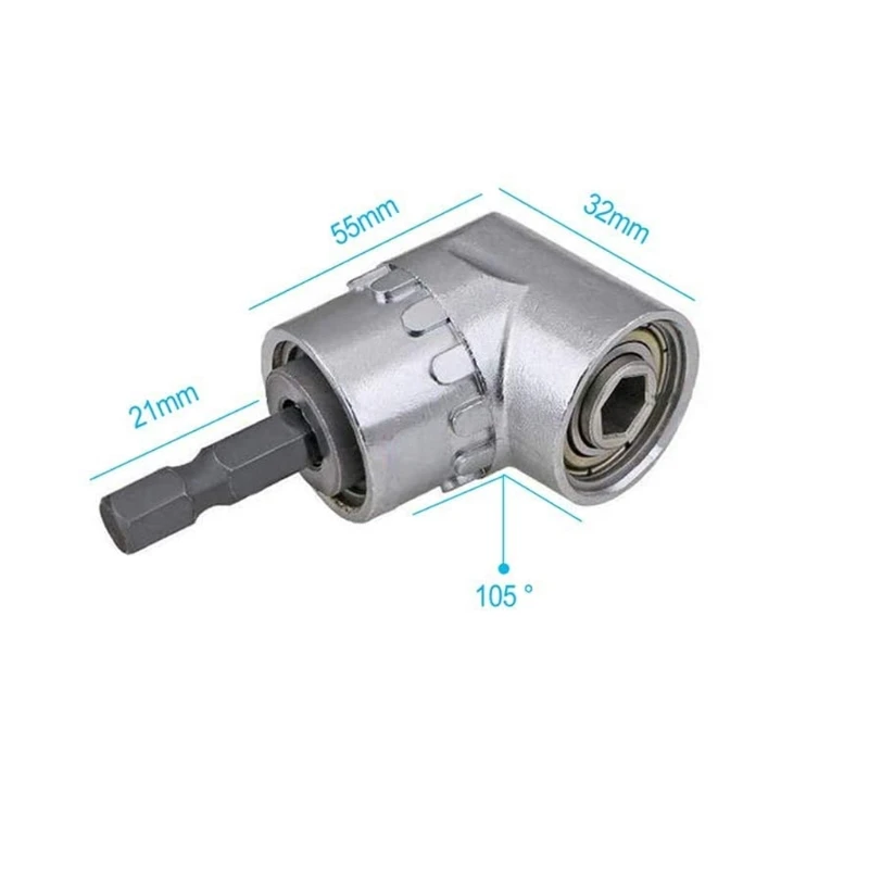 

105 Right Angle Wrench Attachment Adapter Flexible Bit Holder Extension 1/4 Hex-shank Magnetic Drill Rod Socket